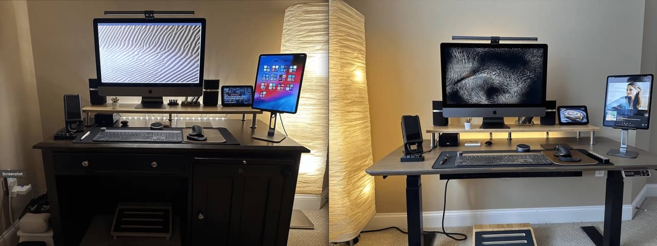 before and after with a standing desk