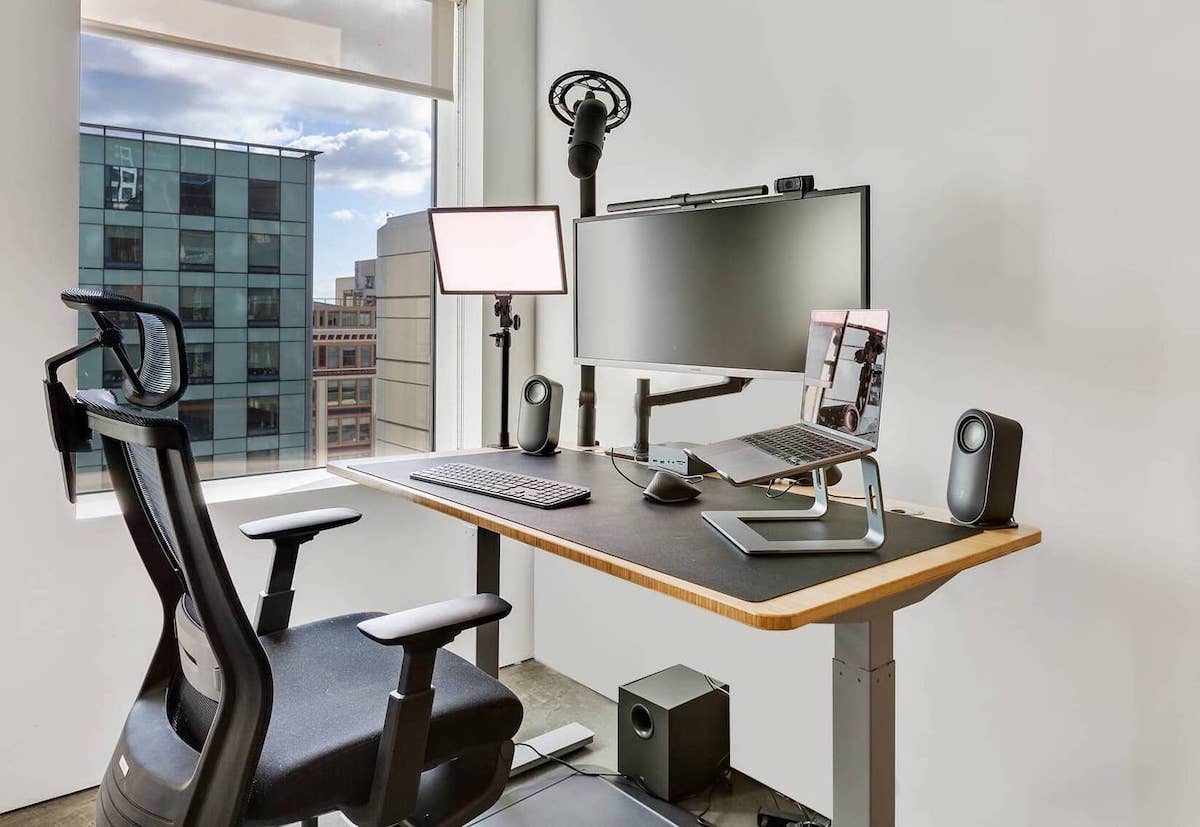 uplift v2 standing desk setup for home office